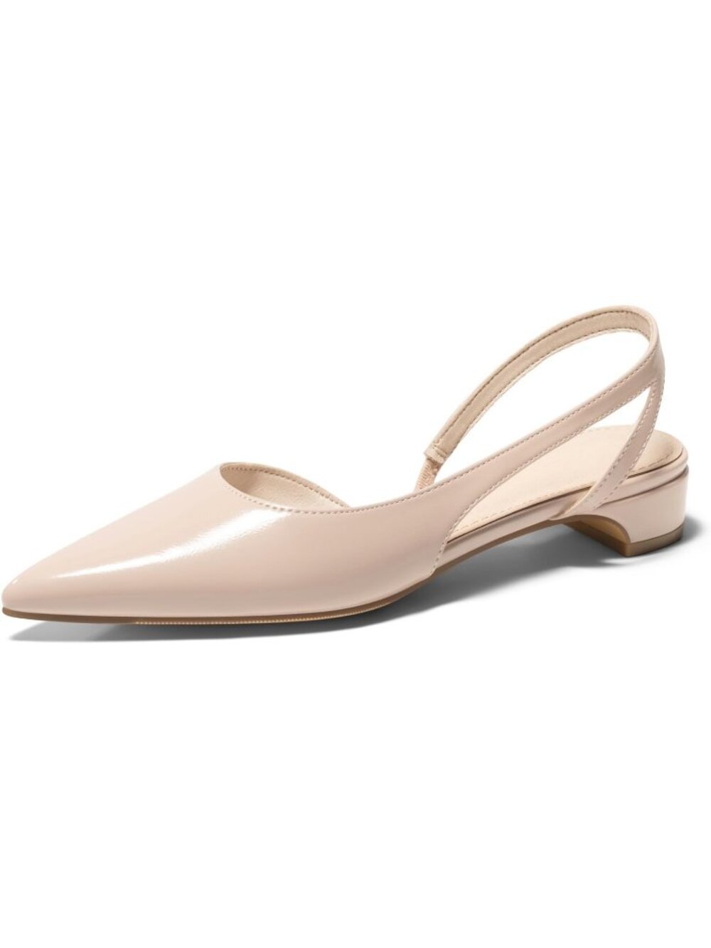 Women's Khaki Closed Pointed Toe Chunky Low Heels Pumps D'Orsay Work Dress Shoes